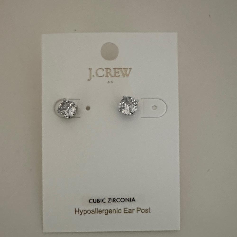 J. Crew Silver Sparkling Cubic Zirconia Earrings